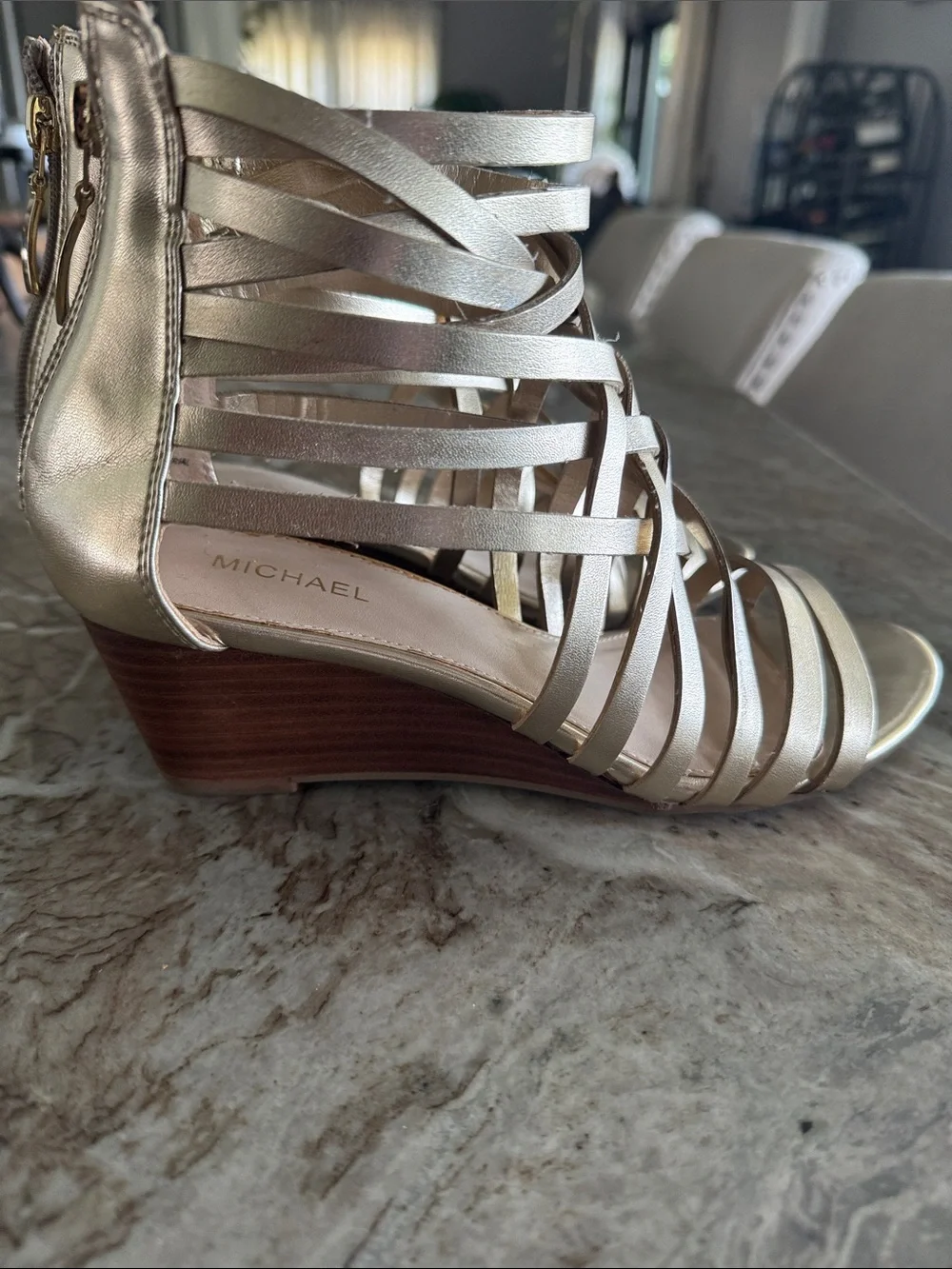 Strappy Metallic Gladiator wedge Sandals - Gold